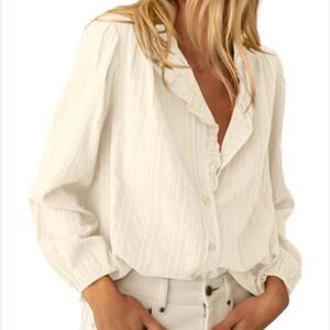 Gorgeous cotton blouse w Ralph Lauren vibes. Size XXL. Buttercream color. EUC